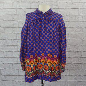 Vintage 70s Floral Barkcloth Tunic Top